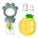 Baby Fruit Food Feeder - Silicone Nibble Tray Combo - Breastmilk Popsicle Mold for Cooling Relief, BPA Free Mesh Feeder for Infant Self Feeding (Claw Blue + Pineapple) by TinyTreasures Baby Boutique
