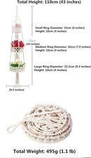 Pony River Hanging Fruit Basket, 3 Tier Cotton Macrame Produce Basket for Kitchen, Indoor Planter Hangers. by CozyNest Decor