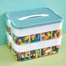 Toys Organizer Storage Case for Lego Box Kids Toy Stackable Building Blocks with Lids Bins Adjustable Lego Storage Containers Plastic Toy Box Green 2 Layers by CozyNest Decor