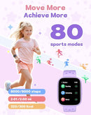 Kids Watch for Girls 5-12, Kids Smart Watch Fitness Tracker Pedometer, No Phone Needed, Puzzle Games with Parental Control, IP68 Waterproof, Heart Rate, Sleep Monitor, Step Counter, 80 Sports by TinyTreasures Baby Boutique