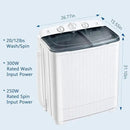 Portable Mini Twin Tub 32lbs Washing Machine With Drying Rack& 10 Hangers, 20lbs Washer & 12lbs Spinner, Small Laundry Washer with Time Control for Camping, Apartments, RV (32lbs) by CozyNest Decor