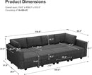 Belffin Modular Sectional Sleeper Sofa Bed Convertible Sectional Couches for Living Room. Dark Gery Couch by CozyNest Decor