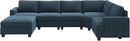 Nolany Sectional Sofa with Storage Ottoman, U Shape Sectional Couch with Chaise, Corduroy Modular Sectional Couches for Living Room, Blue by CozyNest Decor