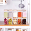 10 Pcs Glass Spice Jars - 8oz Empty Square Spice Storage Containers With Bamboo Airtight Lid and Labels - Thicken Small Glass canister for Kitchen Seasoning,Coffee Bean,Tea,Suger,Herbs by CozyNest Decor