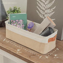 OrganiHaus Narrow Storage Bins 15x06in, Small Closet Bins for Shelves, Bathroom Storage Baskets for Shelves, Narrow Baskets, Fabric Organizer with Handles, Toilet Paper Organizer - 2 Pack, Beige by TinyTreasures Baby Boutique