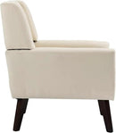 UIXE Accent Chair, Modern Upholstered Armchair in Fabric for Living Room, Comfy Club Arm Chairs Single Sofa Button Tufted Bedroom Reading Seat - White, Set of 1 by CozyNest Decor