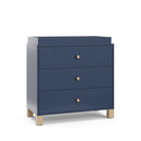 Storkcraft California 3-Drawer Chest with Removable Changing Topper (Midnight Blue with Driftwood) – GREENGUARD Gold Certified, Interlocking Drawer System, Pre-Installed Tracks, Easy Assembly by TinyTreasures Baby Boutique