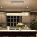 Modern Crystal Chandelier Silver Rectangular Crystal Chandelier Contemporary Linear Pendant Ceiling Light Fixture for Living Dining Room Kitchen Island (L 40") by CozyNest Decor