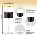 Ciaell 12 Pack Plastic Wine Glasses - 14 Oz Plastic Wine Glasses with Stem - Square Gold Disposable Stemmed Glass for Parties & Weddings & Outdoors & Thanksgiving by CozyNest Decor