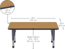 Factory Direct Partners FDP Rectangle Activity School and Kids Classroom Table (24 x 48 inch), Toddler Legs, Adjustable Height 15-24 inches - Oak Top and Navy Edge by CozyNest Decor