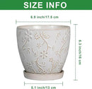 6 Inch Ceramic Plant Pot for Indoor Plants Outdoor Round Planter Flower Pot with Drainage Hole and Saucer for Home Garden Office Decor White by GreenHaven Gardens