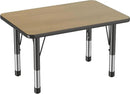 Factory Direct Partners FDP Rectangle (24 x 36 inch) Classroom Table with Adjustable Chunky Toddler Legs (15-24 in); Preschool, Kinder and Daycare Furniture - Pasadena Oak Top/Black Edge and Legs by CozyNest Decor