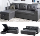 Naomi Home Transform Any Space: Sleeper Sectional Sofa with Convertible Sofa Bed & Inviting Chaise. Find Tranquil Comfort with Stress-Relieving Design & Durable Cushions - Dark Gray/Air Leather by CozyNest Decor