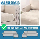 H.VERSAILTEX Velvet Stretch Sectional Couch Covers - 4 Piece Sofa Seat Cushions for L Shape Sectional Couch (Large 3 Seater + 1 Chaise, Ivory) by CozyNest Decor