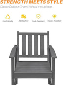 HDPE Outdoor Dining Set of 6, Patio Dining Table Set with 4 Chairs and 1 Bench, 6 Pieces HDPE Dining Set with Umbrella Hole, Outdoor Furniture Sets for Deck, Poolside, Garden, Smoke Gray by CozyNest Decor
