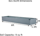 6x1.5x1ft(2 Pack) Galvanized Raised Garden Bed,Outdoor Planter Box Metal Patio Kit Planting Bed for Vegetables Flowers Herb,Grey by GreenHaven Gardens