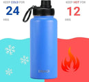 DRINCO Stainless Steel Water Bottle Spout Lid Vacuum Insulated Double Wall Water Bottle Wide Mouth (40oz 32oz 22oz 18oz 14oz) Leak Proof Keep Cold Sport Camping Hiking (32 oz, 32oz Royal Blue) by CozyNest Decor