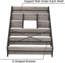LVB Industrial 6 Tier Bookshelf, Large Tall Open Rustic Vintage Etagere Bookcase, Gray Big Wide Modern Farmhouse Wood and Metal Book Shelf for Home Bedroom Living Room Office Storage, Light Grey Oak by CozyNest Decor