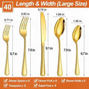 40 Pcs Gold Silverware Set for 8 with Simple Striped Handle Design, Food Grade Stainless Steel Flatware Set, Eating Utensils Sets Include Fork/Knife/Spoon, Cutlery Set, Dishwasher Safe by CozyNest Decor