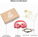POGS Kids Wired Headphones | The Elephant 2 | Adjustable, Durable Headphones for Kids 3+ | Limited to 85 dB, Microphone | On-Ear | Music-Sharing Function Safe 3.5mm Audio Cable (3.2ft) (rPink) by TinyTreasures Baby Boutique