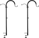 WOSIBO 2 Pack Three Span Deck Hook, 37 Inches Deck Bird Feeder Pole, Hanging Baskets Porch Multi-Hook for Deck Kit with Three Branches for Plant Hangers, Lanterns, Wind Chimes and More by GreenHaven Gardens