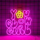WLHOPE You Glow Girl Neon Sign Pink Led Neon Signs for Wall Decor USB Glowing Girl Neon Light Signs Man Cave Wall Art Signs for Bedroom Girls Room Bar Club Shop Office Wedding Birthday Party by GreenHaven Gardens