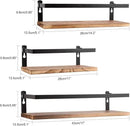 Floating Shelves Rustic Wood Wall Mounted Shelf Practical Metal Fence Design Ideal for Bedroom, Bathroom, Kitchen Set of 3(Carbonized Black) by CozyNest Decor