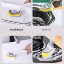 The Pot Brush with Green and Yellow Washing Pads Does not Damage The Pot Handle and can be Used to add Liquid, Brush The Bowl, and Brush The Stove by TinyTreasures Baby Boutique