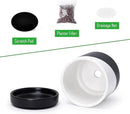 D'vine Dev 4.6 Inch Ceramic Planter Pot with Drainage Hole and Saucer, Indoor Cylinder Round Planter Pot, Oblique Monochrome Black and White, 94-O-B-K by GreenHaven Gardens