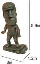 Moai Statue Decor - 6 Inch Easter Island Oranment Resin Stone Decoration for Room Accessories Antique Sculpture for Office Desktop (Surfing) by CozyNest Decor