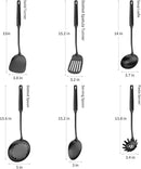 304 Stainless Steel Cooking Utensil,Kitchen Kitchen Utensil with Spatula, Solid Spoon, Ladle, Skimmer, Spaghetti Spoon, 6 Piece Set, Dishwasher Safe(Black) by CozyNest Decor