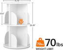Rotating 2-Tier Bookshelf, 360° Spinning Corner Bookcase with Lazy Susan, White Space Saving Organizer for Study Room, Home Office, Kids Rooms, Bedroom, Adults & Kids by TinyTreasures Baby Boutique