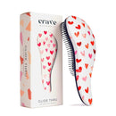 Crave Naturals Glide Thru Hair Brush - Detangler Brush for Curly, Straight, Wet or Dry Hair - Gentle Detangling Brusheses for Adults, Kids, Toddlers - Hair Accessories for Women, 7.5"x3" - Pink Hearts by TinyTreasures Baby Boutique