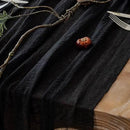 3pcs Halloween Table Runner Black Cheesecloth Gauze Rustic Premium Cotton Cheese Cloth Table Runner 120 Inch 10 FT for Wedding Bridal Baby Shower Long Sheer Boho Decorations by CozyNest Decor