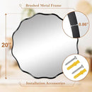 Fabuady Black Round Wavy Edge Mirror - 20'' Circle Wall Mirror with Metal Frame, Decorative Hanging/Leaning Mirrors for Bathroom, Bedroom, Living Room, Hallway, Entryway, Office, Home Decor by CozyNest Decor