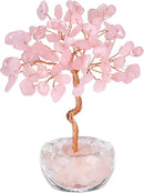 Jovivi Small Rose Quartz Crystal Tree, Natural Crystal Healing Stones Tree Glass Bowl Base Gemstone Money Trees Feng Shui Good Luck Home Desk Decor by GreenHaven Gardens