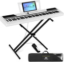 MUSTAR Digital Piano 88 Key Weighted with Stand, 88 Key Semi Weighted Keyboard Piano MEP-1400, Electric Piano Keyboard 88 Keys for Beginners, 2x25W Stereo Speakers, Case, Sustain Pedal, ABS, White by TinyTreasures Baby Boutique