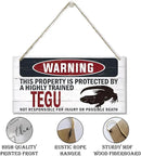 Warning Sign, Tegu Warning Wood Plaque Sign, Funny Door Signs, Decorative Wood Hanging Suspension Plaque, Farmhouse Wooden Wall Decor, Outdoor Hanging Wooden Signs by CozyNest Decor