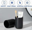 Matte Black Toothbrush Holders for Bathrooms - 2 Cups Ceramic Toothbrush Toothpaste Holders Set, Black Bathroom Tumbler Cups Reusable Toothbrush Cup Black Mouthwash Cup, Bathroom Counter Organizer by CozyNest Decor