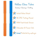 Hollow Chew Tubes Sensory Chew Toys for Autistic Children(2 Pack), Alt. to Chew Necklaces for Sensory Kids, Teething, Oral Motor Stimulation, ADHD, SPD - Teether Toys by TinyTreasures Baby Boutique