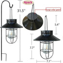 4 Pack Hanging Solar Lantern Lights with Shepherd Hook, Metal Waterproof Warm White Edison Bulb Lights for Garden Outdoor Pathway by CozyNest Decor