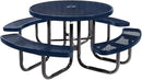 Coated Outdoor Furniture Heavy-Duty Portable Outdoor Picnic Table with Umbrella Hole, Expanded Metal Commercial-Grade Patio Dining Furniture Made in America (46" Round Top, Textured Dark Blue) by GreenHaven Gardens