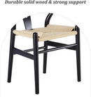 Wishbone Chair Natural Solid Wood Dining Chair/Hans Wegner Y Chair Rattan and Wood Accent Armrest Chairs - Ash Wood Chairs Set of 4 (Ash Wood - Black + Natural Color) by CozyNest Decor