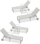 PURPLE LEAF Outdoor Chaise Lounge Adjustable Sunbathing Recliner with Armrest Cream 2 Sets by GreenHaven Gardens