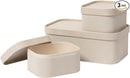 LA JOLIE MUSE Storage Basket Set of 3 with Leather Lids Fluted Cardboard - Light Grey by TinyTreasures Baby Boutique