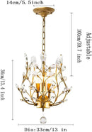 Ganeed Crystal Chandeliers,K9 Crystal Pendant Light with 3-Light Chandelier Lighting Fixtures,Ceiling Light for Living Room Bedroom Restaurant Hallway (Gold) by CozyNest Decor