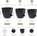 10/9/8 inch Self Watering Pots, Set of 3 Plastic Planters with Mesh Drainage Holes and Deep Reservoir for Indoor Outdoor Garden Plants and Flowers, Black by GreenHaven Gardens