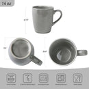 famiware Aurora Coffee Mugs, 14oz Mug Set of 4, Stoneware Mug, Cups for Kitchen, Cappuccino, Latte, Reactive Glaze, Microwave Safe, Scractch-resistant, Slate gray by CozyNest Decor