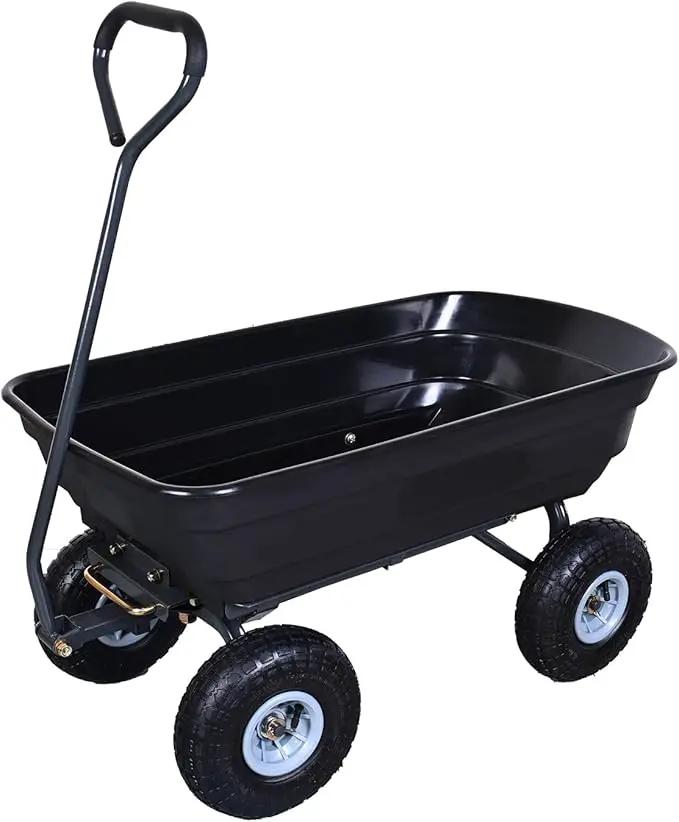 AAIN 600 Lbs Poly Garden Dump Cart,Camping Beach Wagon with 180° Rotating Handle and 10"Pneumatic Tires,Practical Heavy Duty Yard carts and Wagons,Quick Release Utility Wheel Barrow Trolley,Green A078, photo 7 of 7