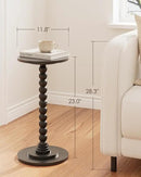 Masupu Round Side Table, Small End Table for Small Spaces, Pedestal Drink Table with Solid Wood Leg for Living Room, Bedroom, Corners(Black) by CozyNest Decor